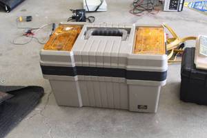 lot 387 image: Plano Pro Tackle Box w Hardware, C-Clamp, Hammer, Misc. Hand Tools