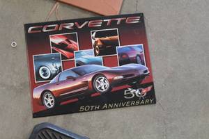 lot 594 image: 50th Anniversary Corvette Metal Sign