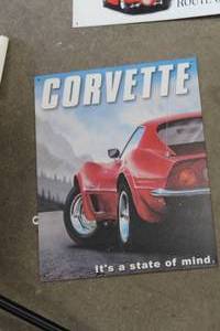 lot 595 image: Corvette - Its A State Of Mind Metal Sign