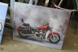 lot 620 image: Harley-Davidson RedBlack Motorcycle Print, Unframed