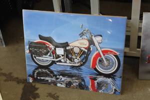 lot 621 image: Harley-Davidson WhiteRed Motorcycle Print, Unframed