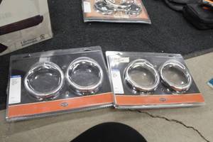 lot 708 image: Lot of (2) Harley-Davidson 69732-05 Motorcycle Passing Lamp Visor Trim Ring