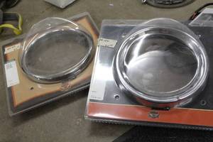 lot 710 image: Lot of (2) Harley-Davidson 69733-05 Touring Motorcycle Head Lamp Trim Ring with Visor