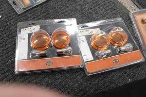 lot 752 image: Lot of (2) Harley-Davidson 69758-05 Motorcycle Bullet Front Turn Signal Trim Rings with Bulbs