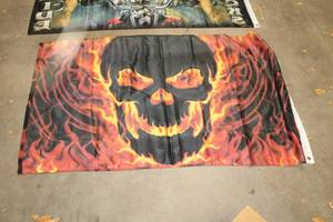 lot 741 image: Skull On Fire Wall Art