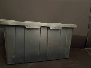 Black Storage Bin & Misc. Items