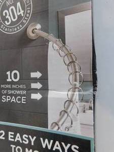 lot 57 image: New Zenna home single curved shower rod