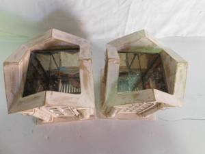 lot 201 image: 2 mirrored candle holders or planters