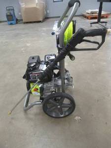 lot 830 image: RYOBI 2900 PSI 2.5 GPM Cold Water Gas Pressure Washer, RY802925VNM - Like New (Slight Dent, See Photo)  Starts and Runs Great