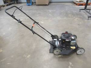 lot 832 image: Murray 20 in. 125 cc Briggs & Stratton Walk Behind Gas Push Lawn Mower with 4 Wheel Height Adjustment and Prime N Pull Start, MNA152506 - Stars and Runs Well - Grass Flap Chewed up (See Photo)