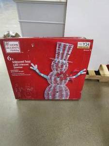 lot 769 image: HOME ACCENTS HOLIDAY 6 ft Iridescent Ribbon Snowman Holiday Yard Decoration (BOX IS DAMAGED, PRODUCT INSIDE UNAFFECTED)