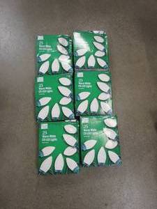 lot 772 image: 6 PACK - 25 WARM WHITE C9 LED LIGHTS - 16 FT LIGHTED LENGTH PER PACK (BOXES ARE DAMAGED)