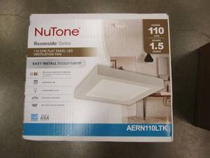 lot 784 image: BROAN NUTONE Roomside Decorative 110 CFM Ceiling Bathroom Exhaust Fan with Square LED Panel and Easy Change Trim, ENERGY STAR (OPEN BOX)