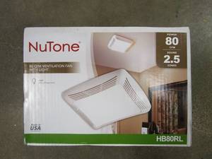 lot 790 image: BROAN NUTONE 80 CFM Ceiling Bathroom Exhaust Fan with Light (OPEN BOX)