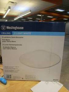 lot 795 image: WESTINGHOUSE 24 in. 4-Light White Interior Wall Fixture with Ceramic Glass (OPEN BOX)