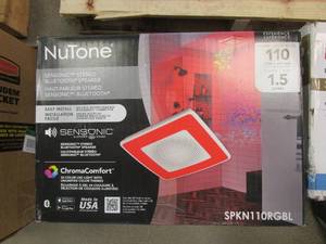 lot 856 image: BROAN NUTONE Sensonic Series 110 CFM Ceiling Bathroom Exhaust Fan with Speaker and Bluetooth Wireless Technology, Energy Star (OPEN BOX)