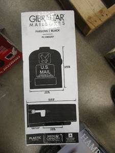 lot 873 image: GIBRALTAR MAILBOXES Parsons Black, Medium, Plastic, Post Mount Mailbox (OPEN BOX)