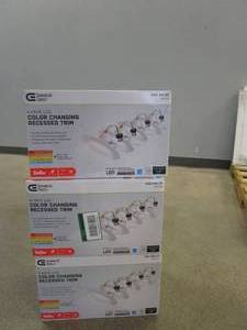 lot 879 image: COMMERCIAL ELECTRIC 56 in. Color Temperature Selectable Integrated LED Recessed Trim (4-Pack) - 3-4 PACKS (12 TOTAL LIGHTS, OPEN BOXES)