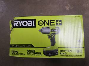 lot 764 image: RYOBI 18V ONE Cordless 12-inch Impact Wrench Kit with 4.0 Ah Battery and Charger PCL265K1 (BOX DAMAGED, APPEARS TO BE BRAND NEW)