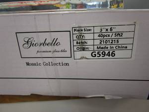 lot 869 image: GIORBELLO Agreeable Gray 3 in. x 6 in. x 8mm Glass Subway Wall Tile (5 sq. ft.Case) (1 CASE TOTAL)