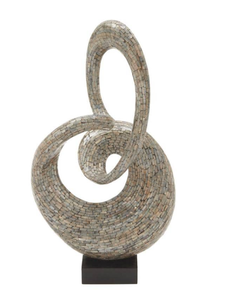 lot 778 image: LITTON LANE Abstract Polystone Loop Sculpture with Mother of Pearl Tile Inlay 49098 (OPEN BOX, APPEARS TO BE NEW)