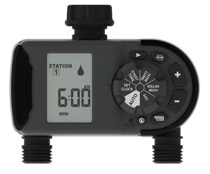 lot 921 image: Orbit 2-Outlet Hose Faucet Timer, 56544 - Open Package.