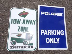 lot 61 image: Metal Polaris Sign with Vinyl Zamboni Sign