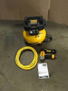 DEWALT 6 Gal. 18-Gauge Brad Nailer and Heavy-Duty Pancake Electric Air Compressor Combo Kit (1-Tool)Customer Returns See Terms on Auction