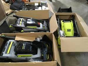 Pallet of Assorted Ryobi Lawn Mowers  Customer Returns See Terms on Auciton