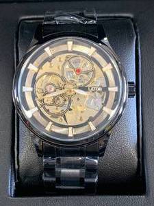 lot 25 image: New Lator Calibre Black Skeleton Watch $722 retail