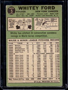 lot 2 image: 1967 Topps Whitey Ford #5