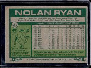 lot 10 image: 1977 Topps Nolan Ryan #650