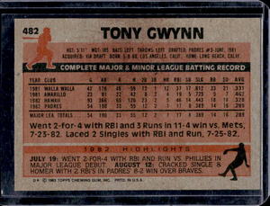 lot 15 image: 1983 Topps Tony Gwynn Rookie #482