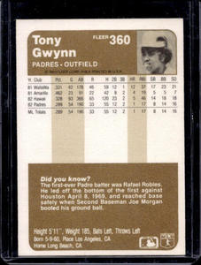 lot 18 image: 1983 Fleer Tony Gwynn Rookie #360