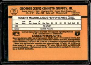 lot 29 image: 1989 Donruss Ken Griffey Jr. Rookie #33