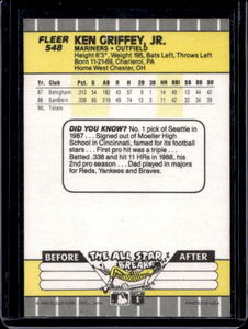 lot 31 image: 1989 Fleer Ken Griffey Jr. Rookie #548