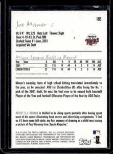 lot 40 image: 2002 Topps Gallery Joe Mauer Rookie #186