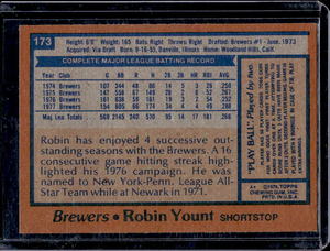 lot 12 image: 1978 Topps Robin Yount #173