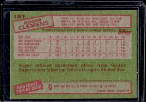 lot 21 image: 1985 Topps Roger Clemens Rookie #181