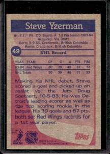 lot 50 image: 1984 Topps Steve Yzerman Rookie #49