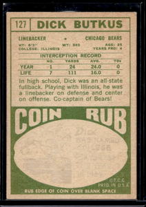 lot 103 image: 1968 Topps Dick Butkus Rookie #127