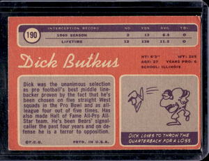 lot 106 image: 1970 Topps Dick Butkus #190