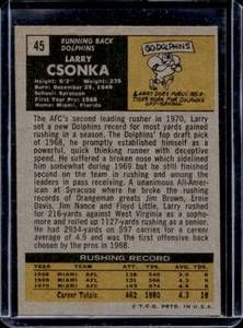 lot 110 image: 1971 Topps Larry Csonka #45