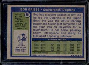 lot 111 image: 1972 Topps Bob Griese #80
