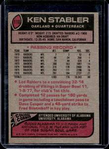 lot 118 image: 1977 Topps Ken Stabler #110