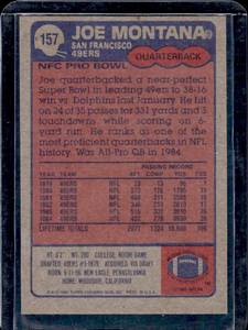 lot 122 image: 1985 Topps Joe Montana #157