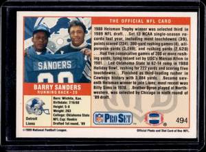 lot 124 image: 1989 Pro Set Barry Sanders Rookie #494