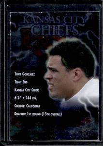 lot 126 image: 1997 Edge Tony Gonzalez Rookie #17 Serial #2621000
