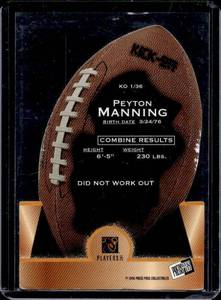 lot 127 image: 1998 Press Pass Kick Off Peyton Manning Rookie #1