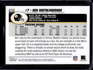 lot 131 image: 2004 Topps Ben Roethlisberger Rookie #311